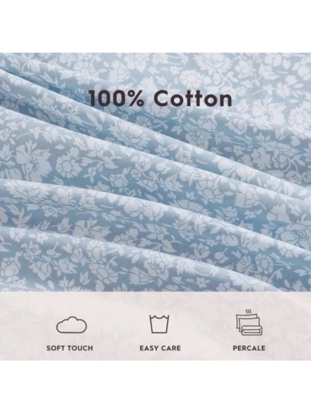 Laura Ashley ~ QUEEN ~ Heirloom Ditzy Blue Floral ~ 3 Pc. Sheet Set 100% Cotton - Picture 3 of 8